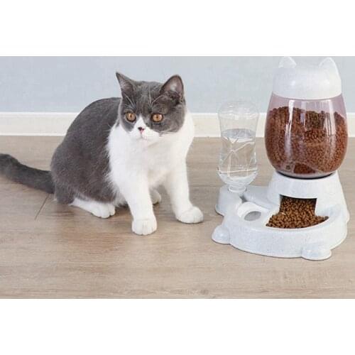 Cat Feeder Automatic Dispenser Cat Food Bowl Pet Drinker Cat Feeder Automatic Water Dispenser Prevent Overturning Pet Bowl