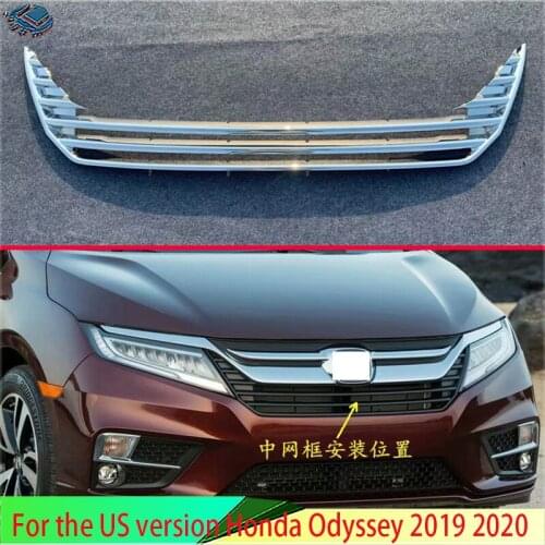 For the US version Honda Odyssey 2019 2020 Car Accessories ABS Chrome Front Center Mesh Grille Grill Cover Radiator Strip Trim