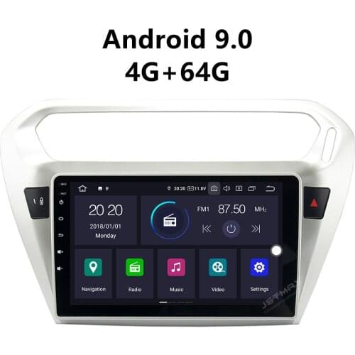 JSTMAX 9" Android 9.0 Car GPS Player for Peugeot 301 Elysee 2014 2015 with 4GB Ram 64G ROM Auto Radio Multimedia GPS NAVI