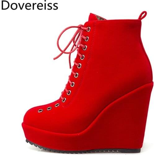 Dovereiss Fashion Womens Shoes Winter new Sexy Short boot Elegant sexy Concise Mature Zipper Waterproof Short boots big size 43