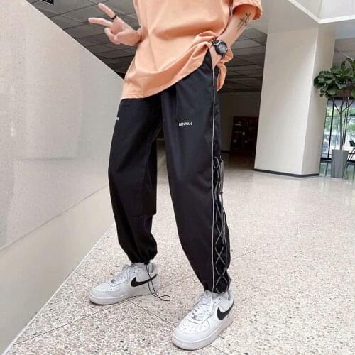 Woman Pants Vintage Summer Drawstring Woven Casual Trousers Hip-hop Sports Pants Straight Wide Leg Pants Harajuku traf y2k