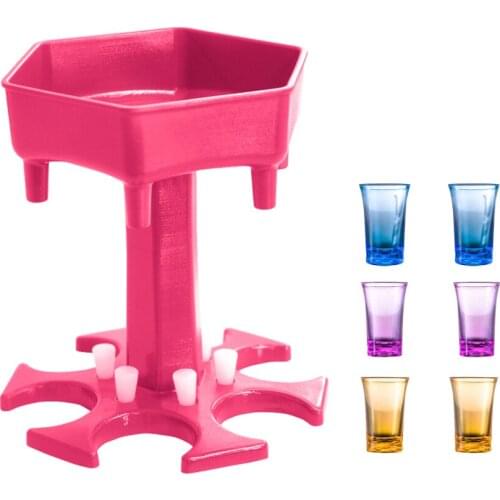 Dispenser Beverage Machine Set Glass Holder Hexagonal Bar Accessories Drinking Games ABS 6-cup 6 Shot\ Portable With Glasses