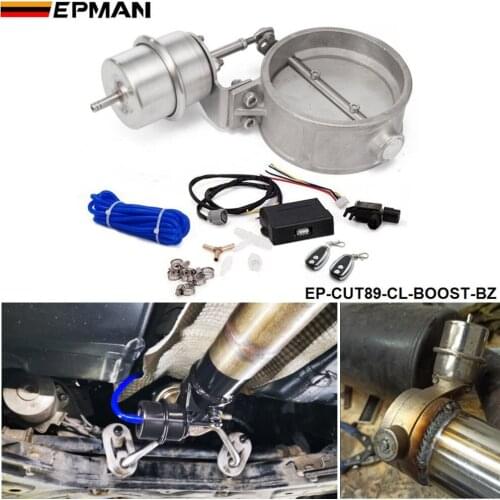 EPMAM- Exhaust Control Valve With Boost Actuator Cutout 89mm Pipe Close with Wireless Remote Controller Set EP-CUT89-CL-BOOST-BZ