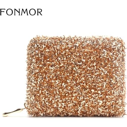 FONMOR Fashion Women Wallets Small PU Leather Purse Ladies Sequin Card Holder Women Clutch Female Coin Purse Money Clip Wallet