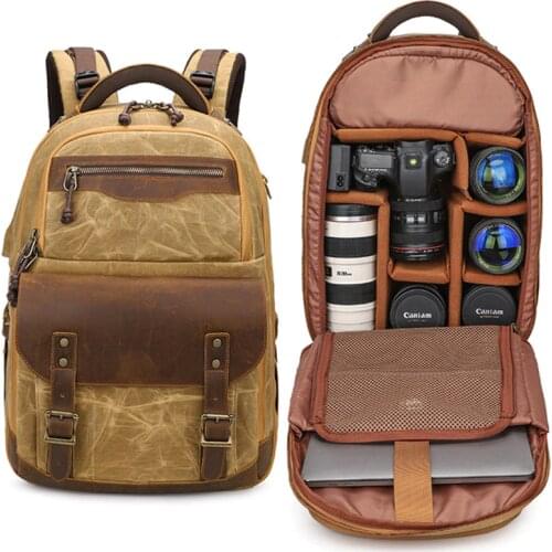 M479 New 2021 Retro SLR Photo Bag Canvas Backpack Computer Camera Bag Outdoor Travel Storage Digital Backpacks