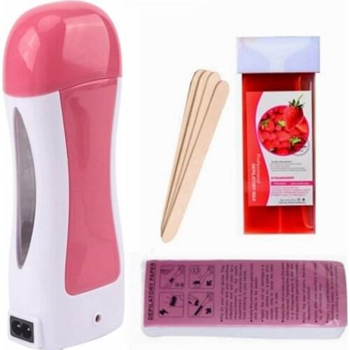 Roll-On Cartridge Depilatory Wax Heater Hair Removal Epilator Machines * 1 + Wax * 1 + Depilation Paper * 100 + Wood * 4