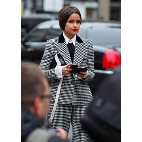 2021 Spring Classic Check Women Pants Suits For Wedding Mother of the Bride Suit Ladies Evening Party Tuxedos Formal Wear 2 Pcs