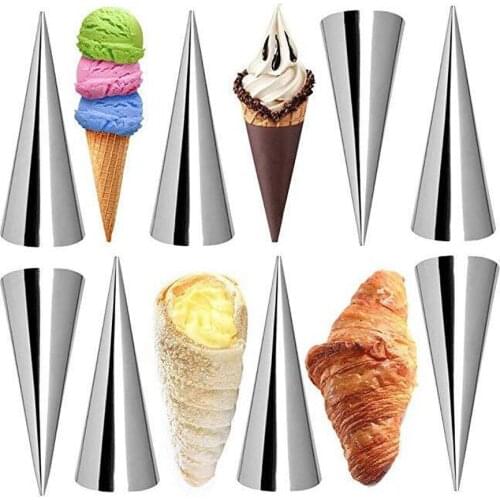 10PCS/Set Croissants Tubes Stainless Steel Baking Cones Horn Pastry Roll Cake Mold Spiral Baked Cookie Dessert Tool