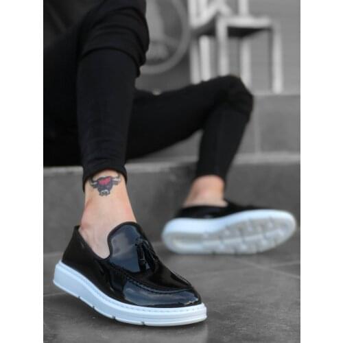 BA0005 Step-in High Base Black White Outsole Japanned Leather Classic Tassels Corcik Male Shoes