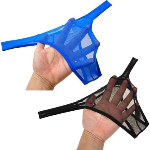 Men Ultra-Thin T-Back Sexy Sheer Mesh Smooth Underwear Ice Silk Comfortable Underpants Breathable Quick Dry Soft Bikini Thongs