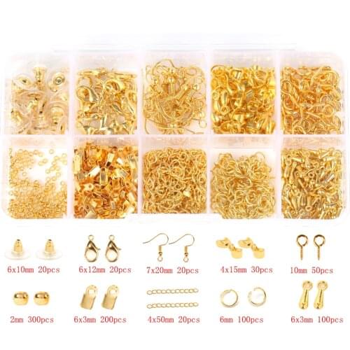 Alloy Accessories Kit Jewelry Making findings Tools Clip buckle Lobster Clasp Open Jump Rings Earring Hook Supplies Set
