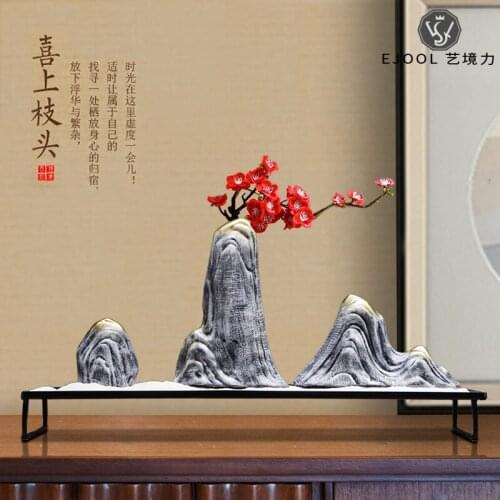 New Chinese Zen Rockery Sand Table White Sand Flower Resin Crafts Indoor Home Furnishing Decoration Potted Landscape Bonsai Tree