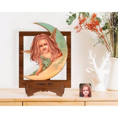 Personalized Female Child Angel Caricature Of Wooden STANDING 3D Biblo-1