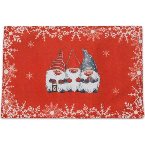 Christmas Placemats Non Slip Heat-Resistant Holiday Table Mats with Smiling Gnome Print for Dining Room Decoration