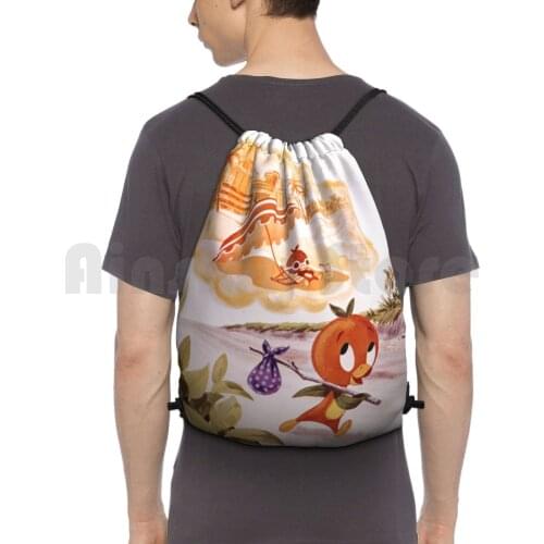 Headed For Fun In The Sun Backpack Drawstring Bag Riding Climbing Gym Bag Vintage Retro Orange Bird Orange Bird Orange Juice