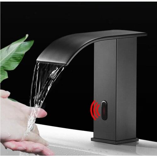 Basin Sense Faucet Bathroom Brass Water Mixer Black Waterfall Basin Water Sink Mixer crane