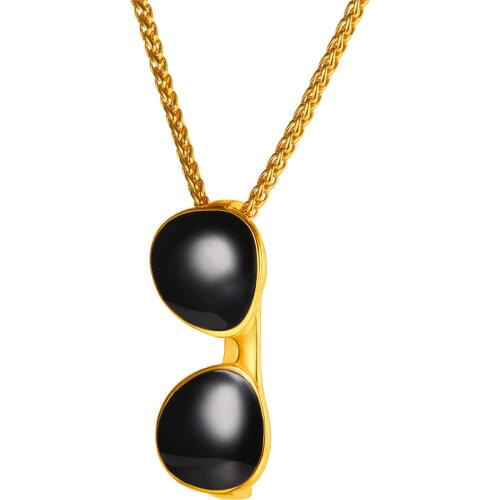 Collare Sunglasses Pendant Gold Color Eyeglass Hipster Gift Stainless Steel Sunshine Diva Jewelry Eyewear Necklace P831