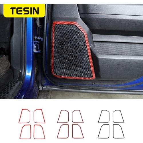 TESIN Interior Mouldings Car Door Speaker Decoration Cover Stickers for Dodge Ram 1500 2010-2017 ABS Car Interior Accessories