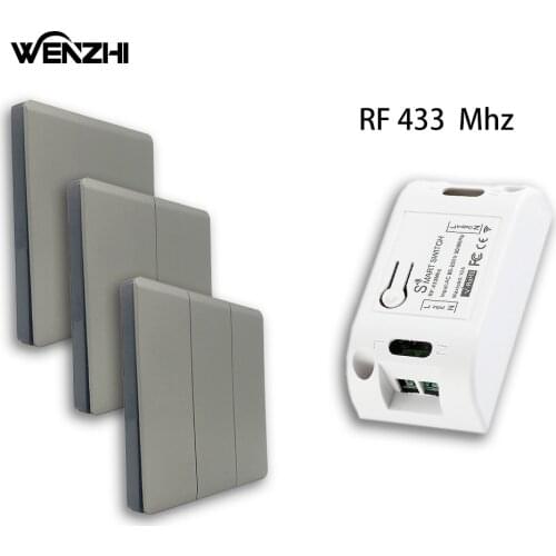 Smart Switch Light DIY Module Receiver 433 Mhz 86 Type Portable RF Wireless Relay Power Remote Control 220V Wall Panel Buttons