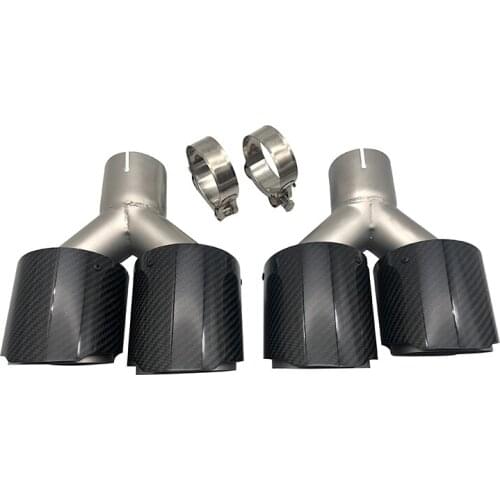 Exhaust pipe tail nozzle Y-shaped double outlet nozzle carbon fiber twill 304 sandblasted four outlet tail throat silencer