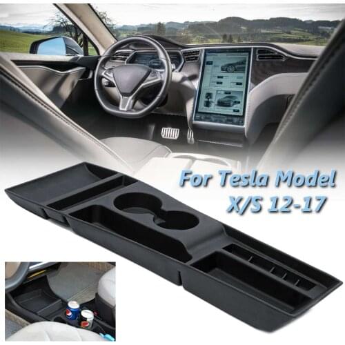 Car Armrest Box Storage Center Console Organizer Container Holder Box For Tesla Model X / S 2012 2013 2014 2015 2016 2017