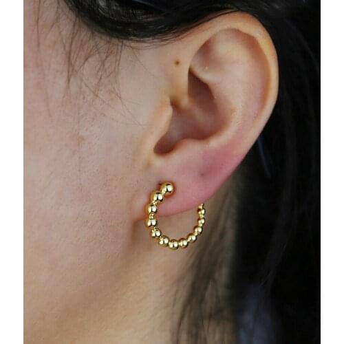 2021 Beaded Circle Shaped Design Earrings Polishing Classic Gold Piercing Earrings for Women Accessories Wholesale 3 Colors