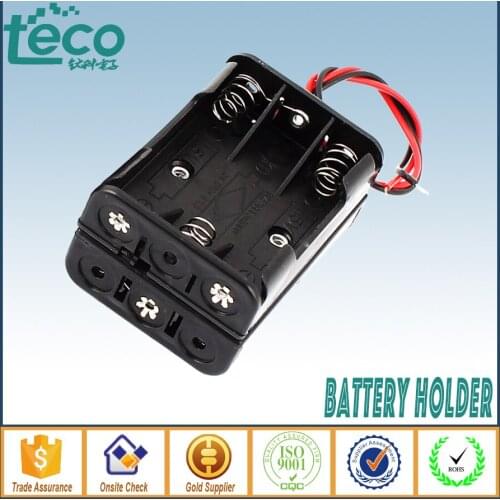 2pcs/lot 6 AAA Battery Storage Box Case Double Side battery Holder Wired for 6 AAA Batteries TBH-3A-6E-W