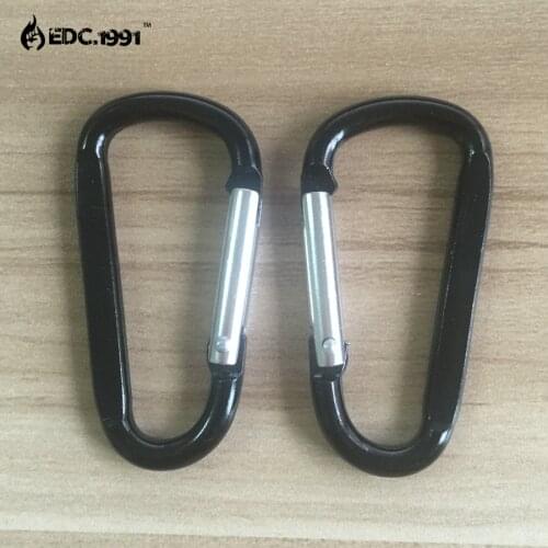 20pcs Aluminum Carabiner Snap Hook Keychain For Paracord Outdoor Activities Hiking Camping Black