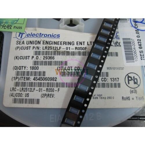 20 PCS LRC-LR2512LF-01-R050-F 0.05R 1% 2W 2512 SMD Current detecting resistance 100% new and orginal