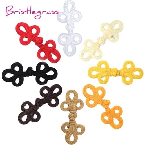 BRISTLEGRASS 5 Pair 5.51*2.36" Handmade Chinese Knot Button Frog Closure Ribbon Fastener Costume Suit Sewing Craft Wedding Decor