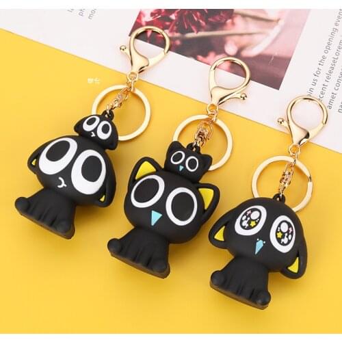 Cartoon Figure Luo Xiaohei Key Chains Silicone Plastic Keychain Car Charms Key Ring Cute Bag Pendant Keyring Kids Party Gift