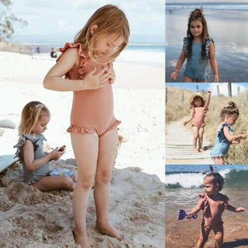 Toddler Baby Kid Girls Sleeveless One Piece Beach Swim Bikini Swimming Swimwear Swimsuit Beachwear
