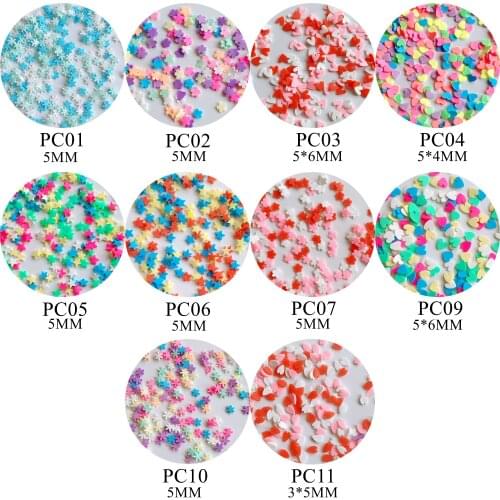 20g/bag Mix Color Polymer Clay Slices 1.5MM-Thick Deco Snowflake Flowers PC01-11