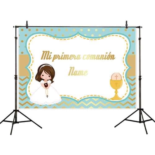 Girl Holy Communion Background God Bless Photography Backdrop Photo Studio Party Decoration Custom Photocall Photobooth LV1875