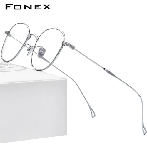 FONEX Titanium Glasses Frame Women Retro Vintage Round Eyewear 2020 Prescription Optical Myopia Korean Eyeglasses Frame Men 8554