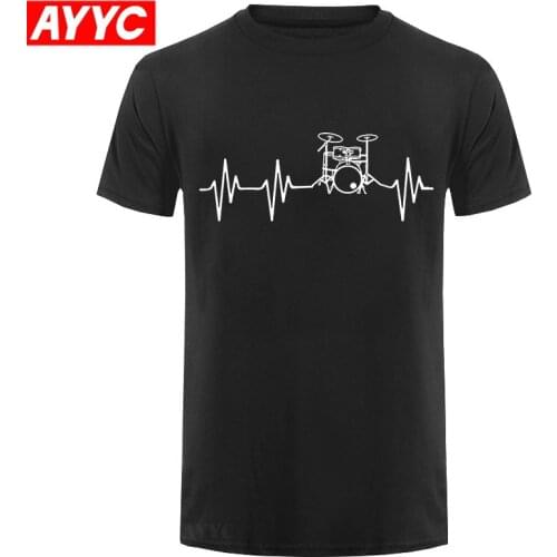 Drummer Heartbeat I Love Drums T Shirt MeS T Shirt Newest Short Sleeve Cotton T Shirts Clothing Tees
