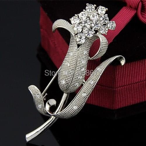 Exquisite Crystal Flower Rose Pin Brooch Wedding Brooch 2015 Fashion Bridal Clothes Brooch