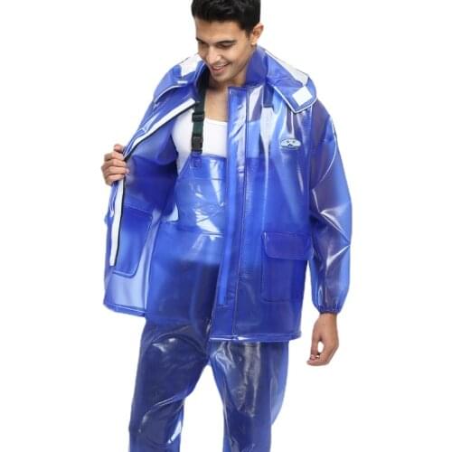 Waterproof Jumpsuit Transparent Men Rain Jacket Impermeable PVC Thick Rain Pants Electric Motorcycle for Adult Fishing Climbing