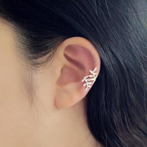 Korean Earrings Leaf Branch Ear Clip Earrings For Women Earing Without Hole Jewelry Fake Earring Single Ear Clip Earings S125