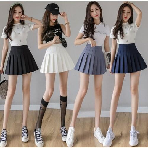 Pleated skirt short skirt womens summer Korean high waist autumn winter new anti light black student anti wrinkle A-line skirt