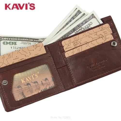 KAVIS Men Multi-card Genuine Leather Wallet Fashion Cowhide Leather Extra Capacity Mens Wallet Card Holder