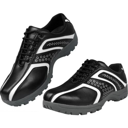 Golf Shoes Men Sport Shoes Soft Leather Waterproof Male Golf Sneaker Rubber Bottom Anti-Slip Shockproof Training Shoes D0605