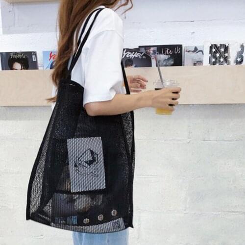 2021 Summer Womens Bag ins Wind Transparent Mesh Single Shoulder Bag fashion Light Weight All-match Shopper Tote Beach Net Bag