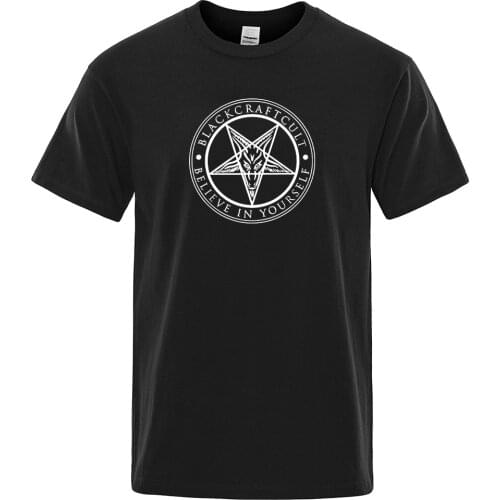 Pentagram Gothic Occult Satan Print Men T-Shirts Fashion Breathable T Shirts Casual Big Size Top Vogue Creativity T-Shirt Mans
