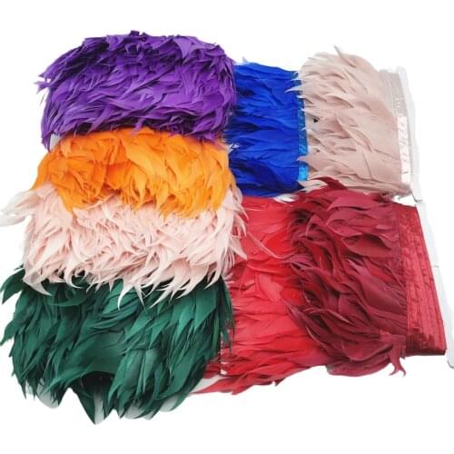 1yards Natural Dyed Turkey Feathers Trims Fringe Diy Plumas for Crafts Wedding Party Dress Decoration Needlework Plumes 8-10cm
