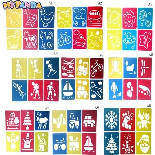 New DIY Childrens Painting Dinosaur Animal Car Template Pattern Stencils Suit Kids Painting Early Children Educational Toy Gift