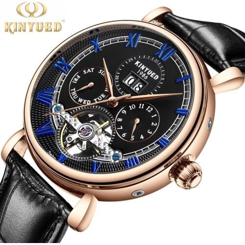 KINYUED 2021 New Luxury Waterproof Fashion Watch Male Mechanical Watch Male Trendy Business Hollow Automatic Tourbillon J071
