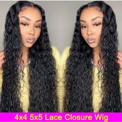 Water Wave Wigs Lace Closure Human Hair Wigs For Women 5x5 Closure Wig 180% HD Lace Closure Wig Brazilian Remy Human Hair Wigs