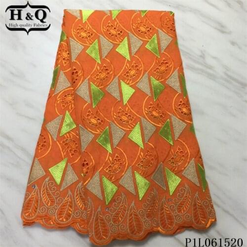 H&Q swiss lace fabric 5 yards a piece african fabric 2021 high quality french voile lace with rhinestones and stones for sewing