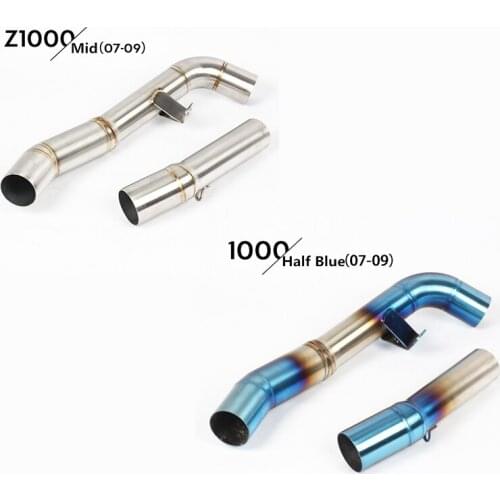 Motorcycle Full Exhaust Middle Pipe Connection Link Pipe Round 51mm Muffler Slip On For Kawasak Z1000 2007 2008 2009